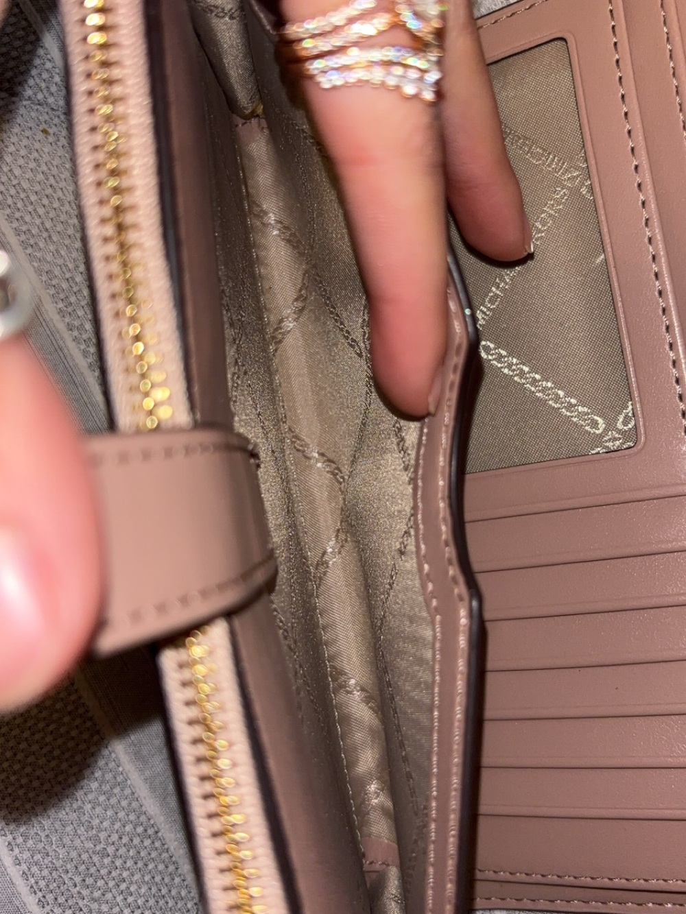 NWNT Michael Kors Blush Pink Leather Zip Wallet with Gold Hardware - Picture 6 of 8